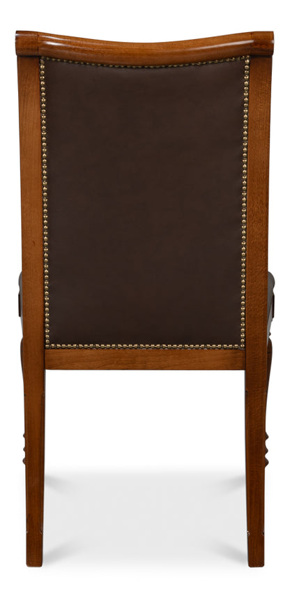 CAMILE LEATHER SIDE CHAIR, BROWN