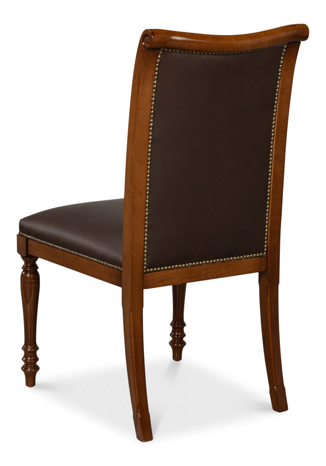 CAMILE LEATHER SIDE CHAIR, BROWN