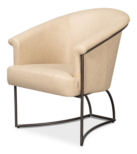 NAGEL DISTILLED LEATHER CHAIR, WHITE