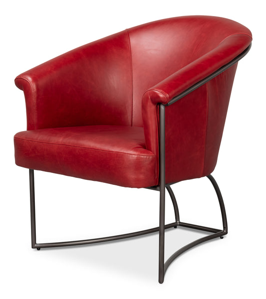 Nagel Distilled Leather Chair New Rouge