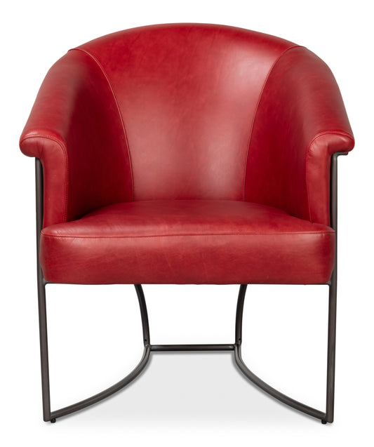 Nagel Distilled Leather Chair New Rouge