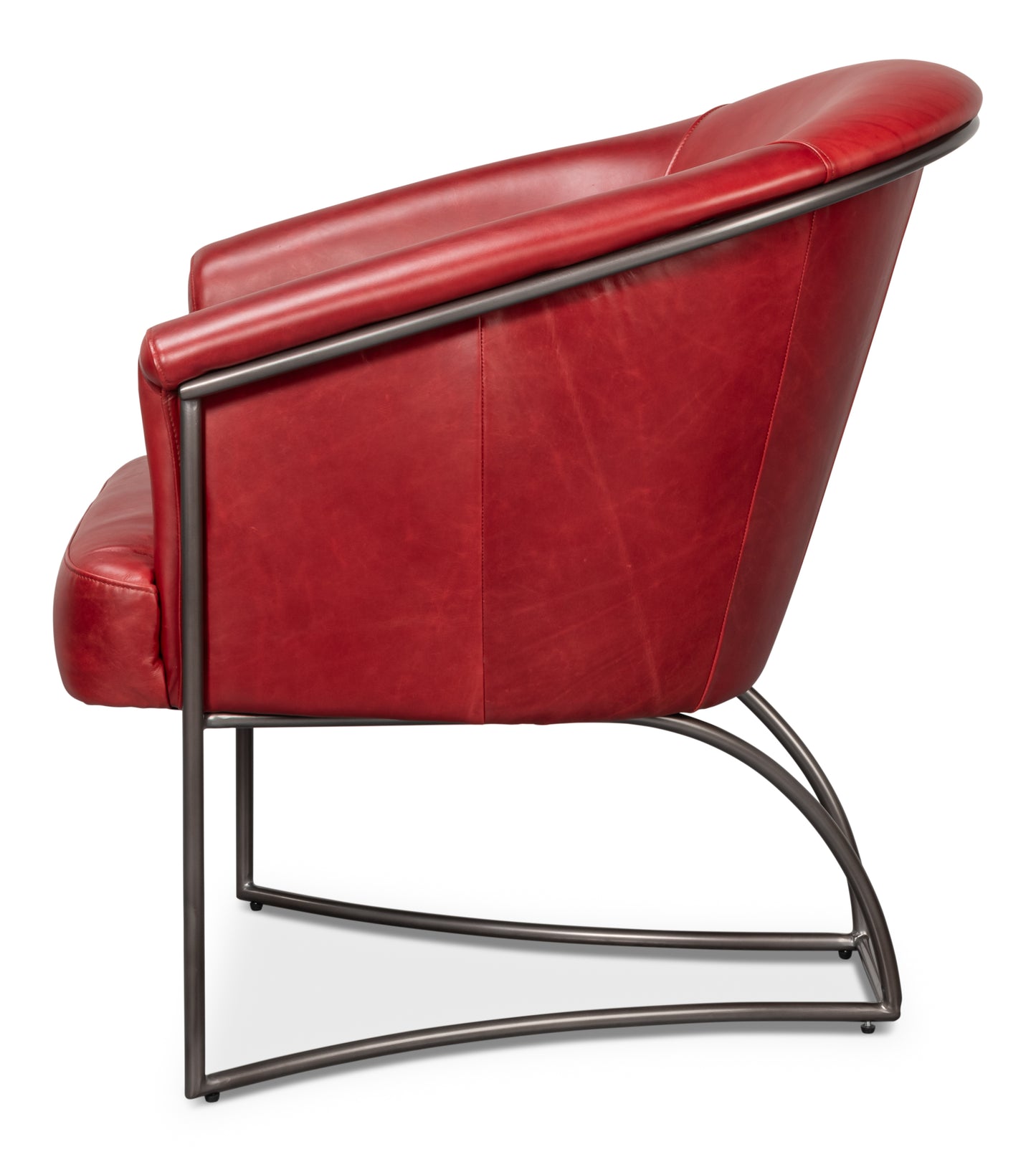 Nagel Distilled Leather Chair New Rouge
