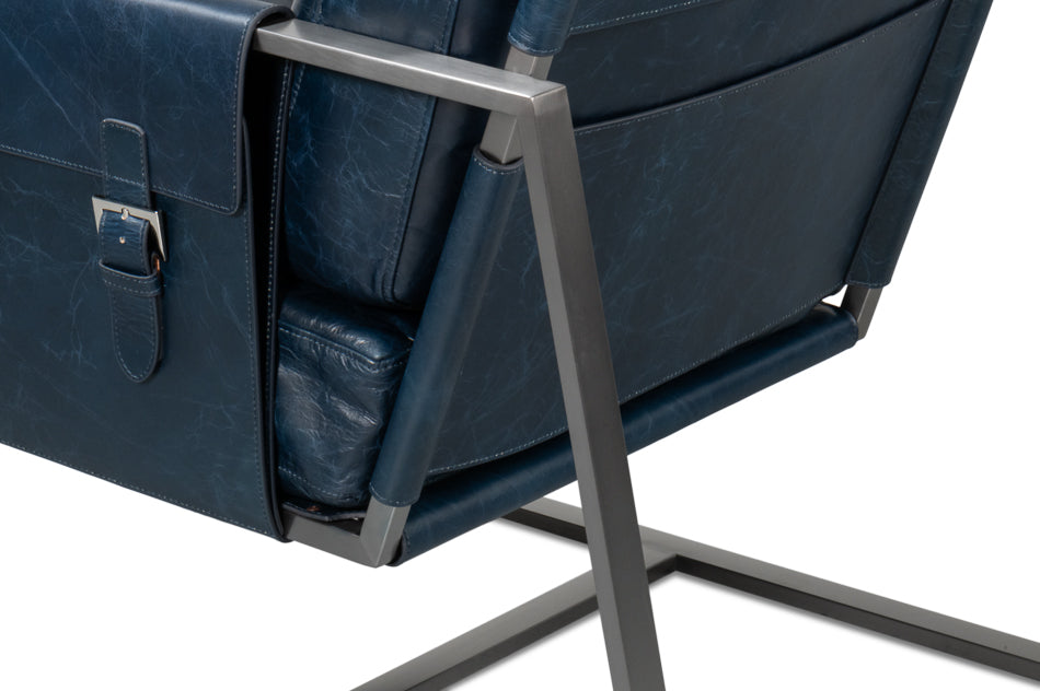 Edmonds Distilled Leather Chair Blue