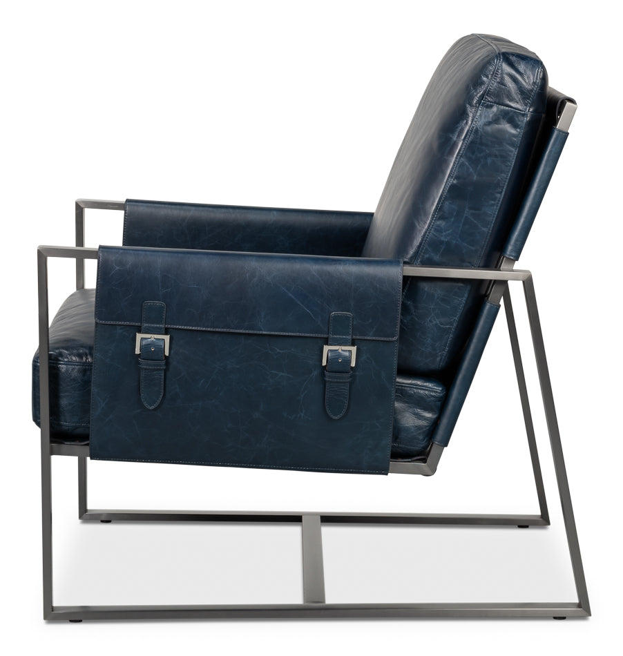 Edmonds Distilled Leather Chair Blue