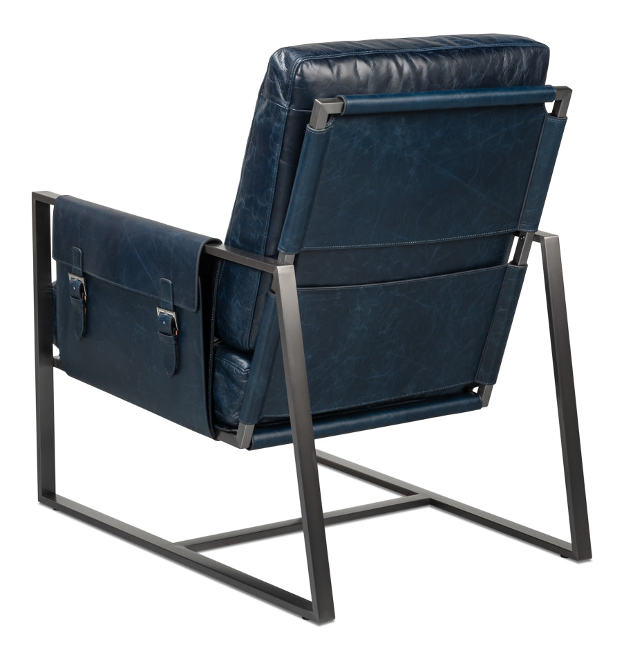 Edmonds Distilled Leather Chair Blue