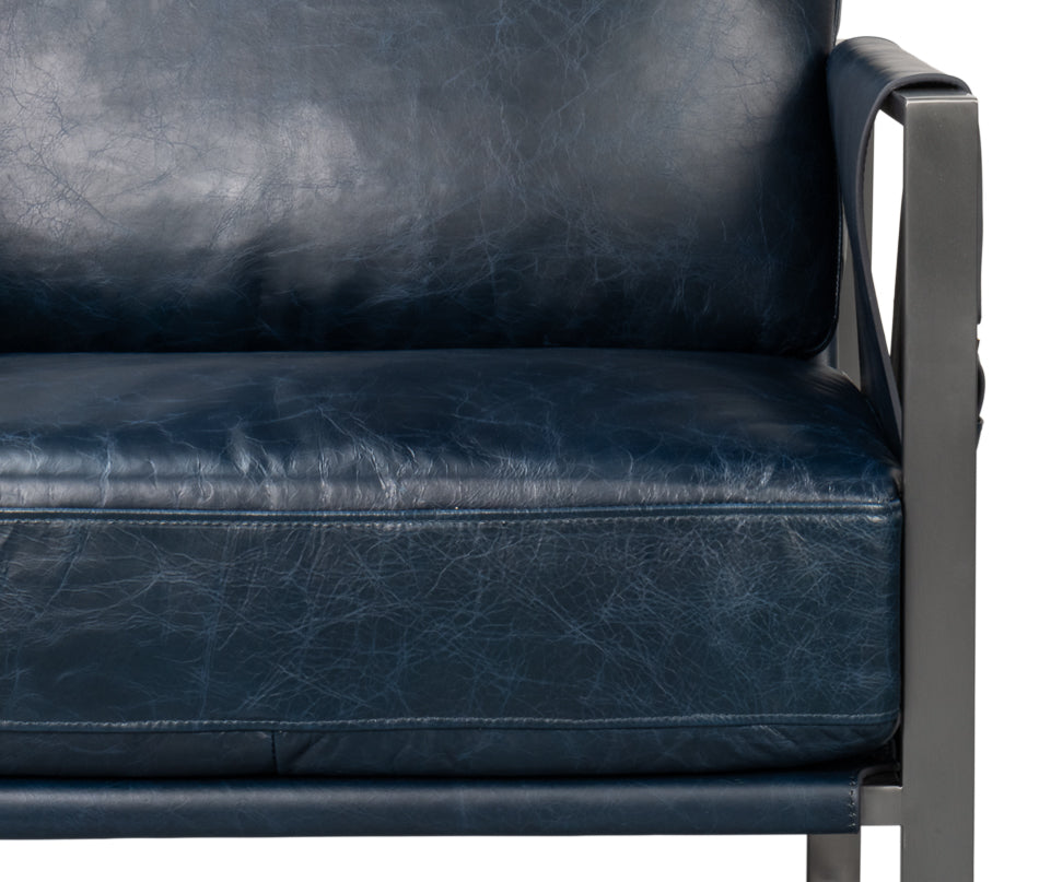 Edmonds Distilled Leather Chair Blue