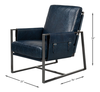 Edmonds Distilled Leather Chair Blue