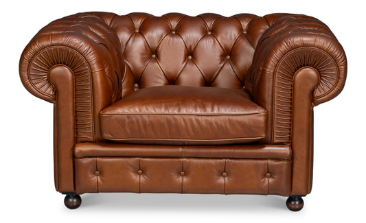 Savile Leather Chair Dark Brown