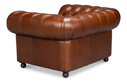 Savile Leather Chair Dark Brown