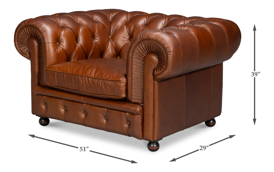 Savile Leather Chair Dark Brown