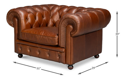 Savile Leather Chair Dark Brown