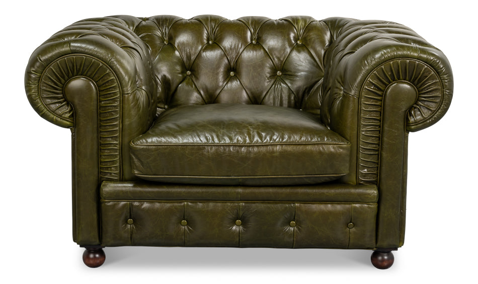 Savile Leather Chair Green
