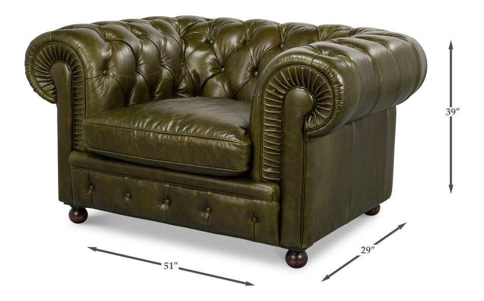 Savile Leather Chair Green