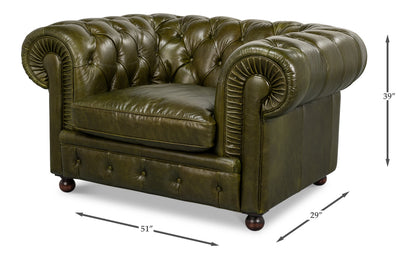 Savile Leather Chair Green