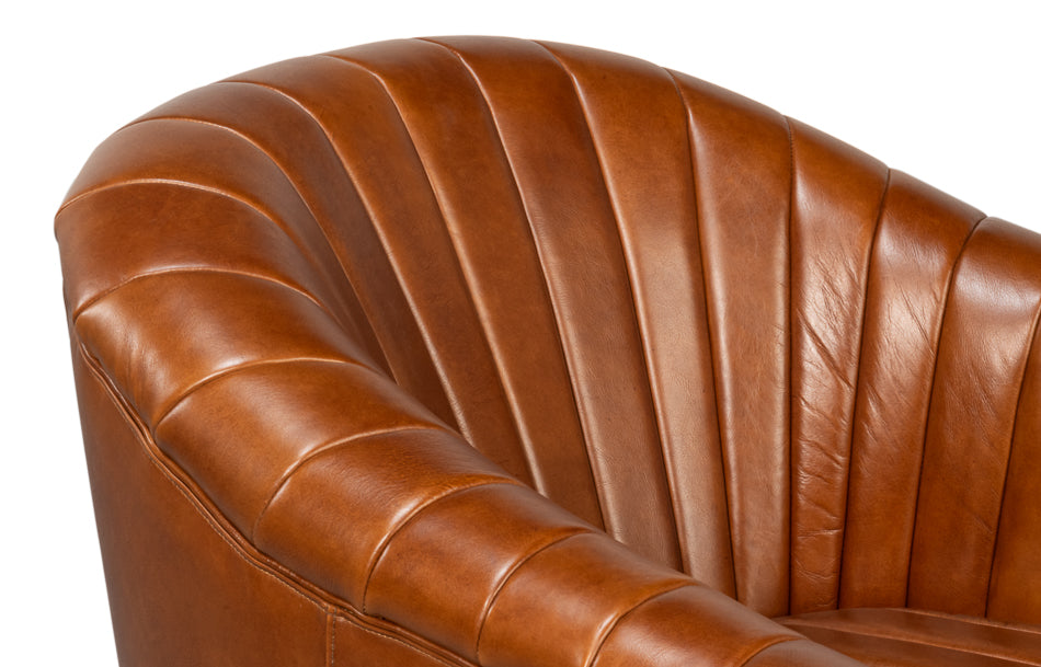 ESSEX SWIVEL CHAIR  HAVANA BROWN LEATHER