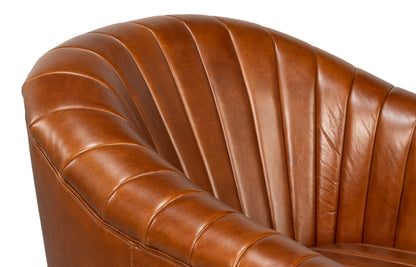 ESSEX SWIVEL CHAIR  HAVANA BROWN LEATHER