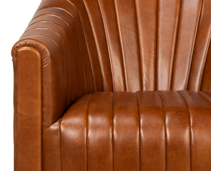 ESSEX SWIVEL CHAIR  HAVANA BROWN LEATHER