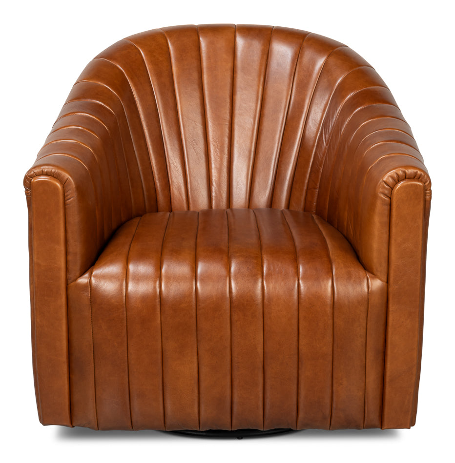 ESSEX SWIVEL CHAIR  HAVANA BROWN LEATHER