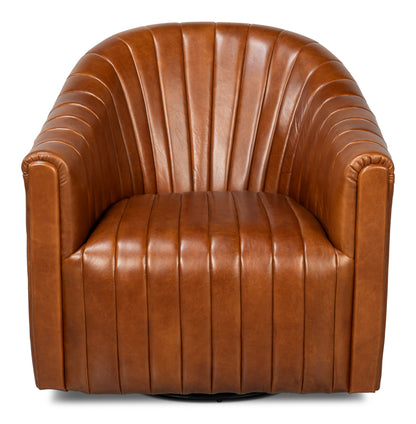 ESSEX SWIVEL CHAIR  HAVANA BROWN LEATHER