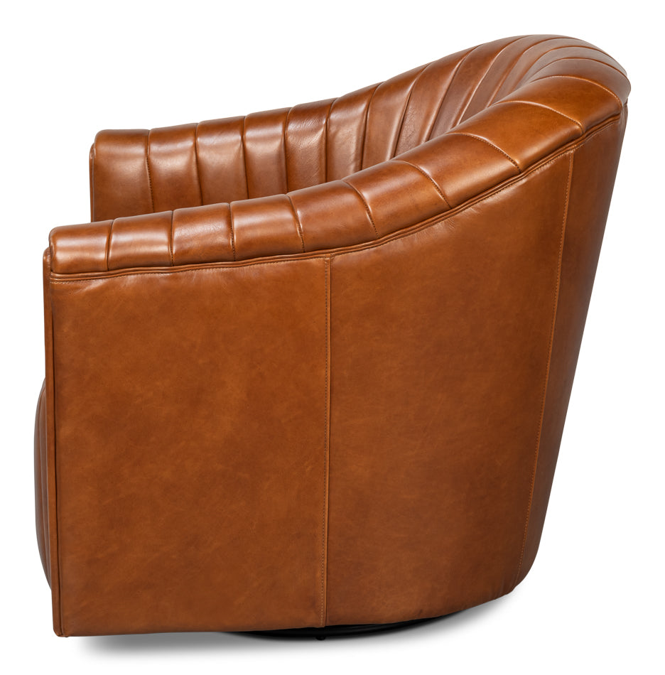 ESSEX SWIVEL CHAIR  HAVANA BROWN LEATHER