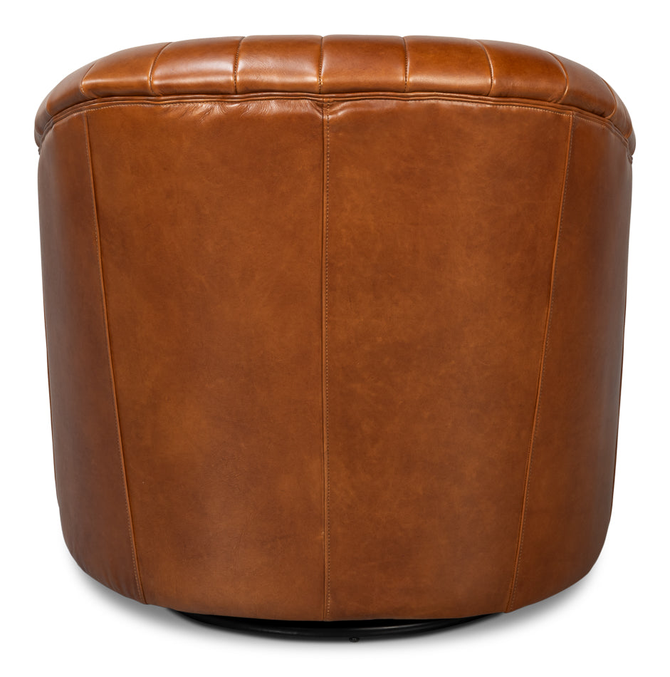 ESSEX SWIVEL CHAIR  HAVANA BROWN LEATHER