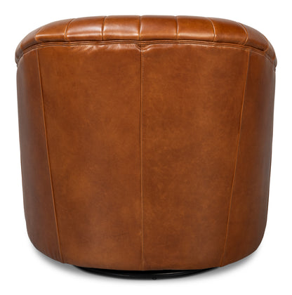ESSEX SWIVEL CHAIR  HAVANA BROWN LEATHER