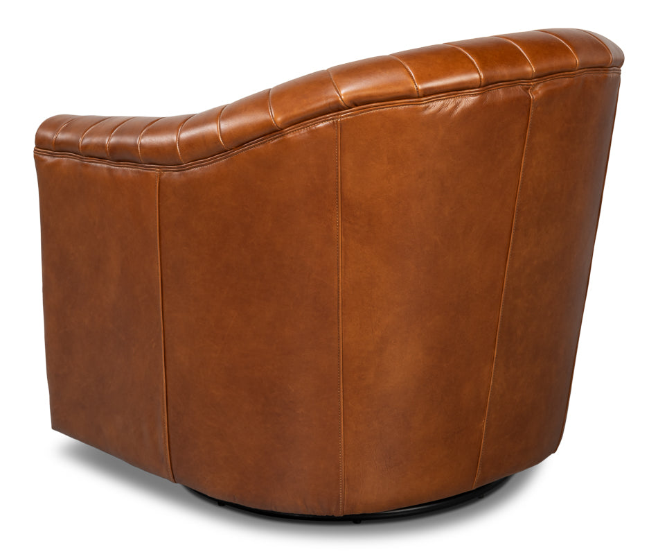 ESSEX SWIVEL CHAIR  HAVANA BROWN LEATHER