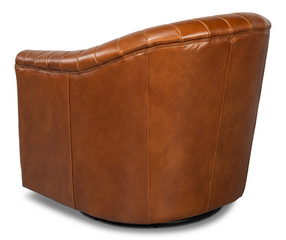 ESSEX SWIVEL CHAIR  HAVANA BROWN LEATHER