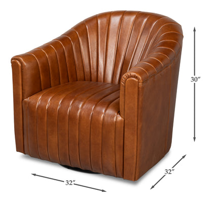 ESSEX SWIVEL CHAIR  HAVANA BROWN LEATHER