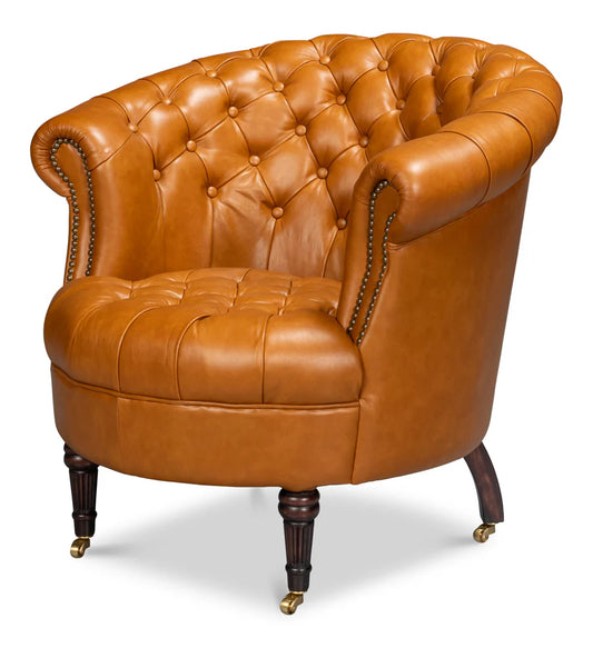Bastian Armchair-Tan Brown Leather