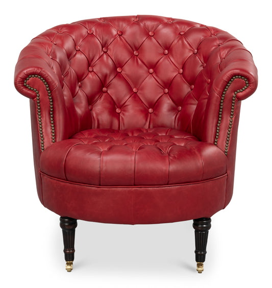 BASTIAN ARMCHAIR, NEW ROUGE LEATHER
