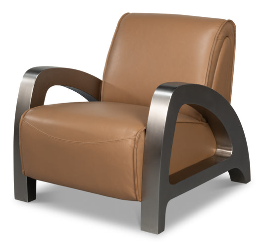 CARLISLE ARMCHAIR-CARAMEL BROWN LEATHER