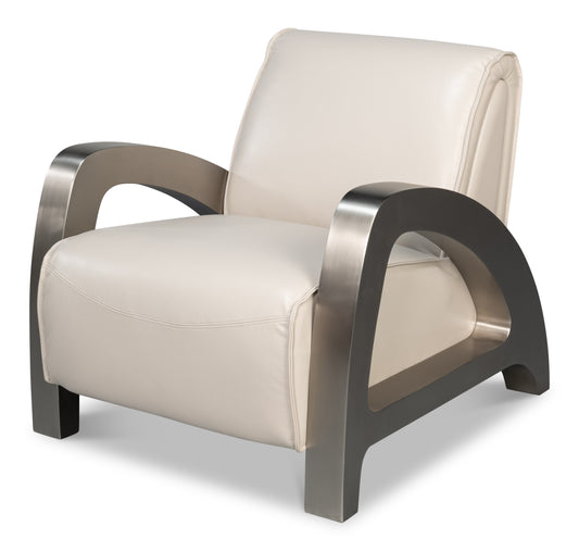 CARLISLE ARMCHAIR-CRYSTAL WHITE LEATHER