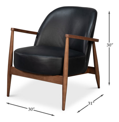 Pindar Armchair-Onyx Black Leather