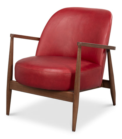 PINDAR ARMCHAIR, LEATHER, NEW ROUGE RED