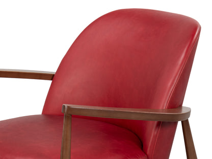 PINDAR ARMCHAIR, LEATHER, NEW ROUGE RED