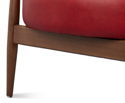 PINDAR ARMCHAIR, LEATHER, NEW ROUGE RED