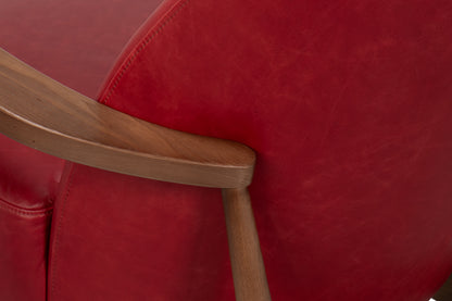 PINDAR ARMCHAIR, LEATHER, NEW ROUGE RED