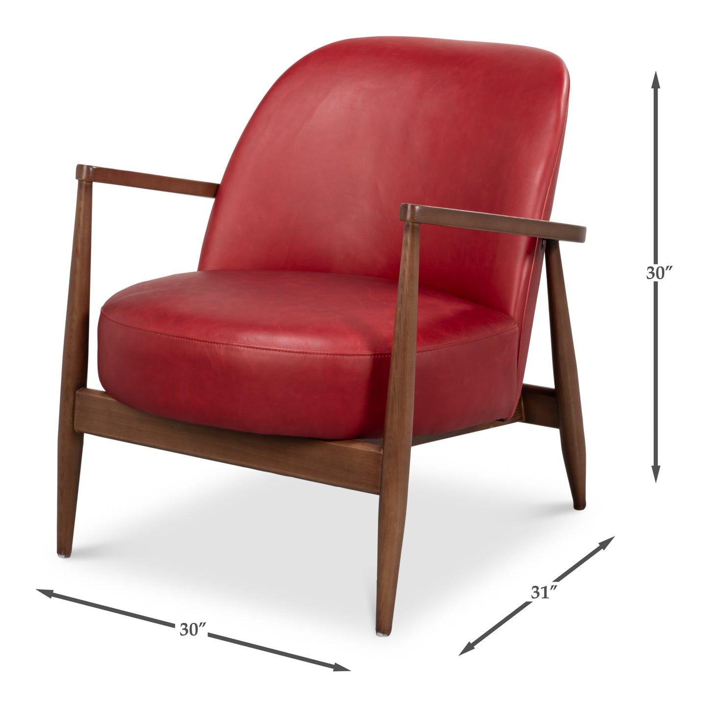 PINDAR ARMCHAIR, LEATHER, NEW ROUGE RED