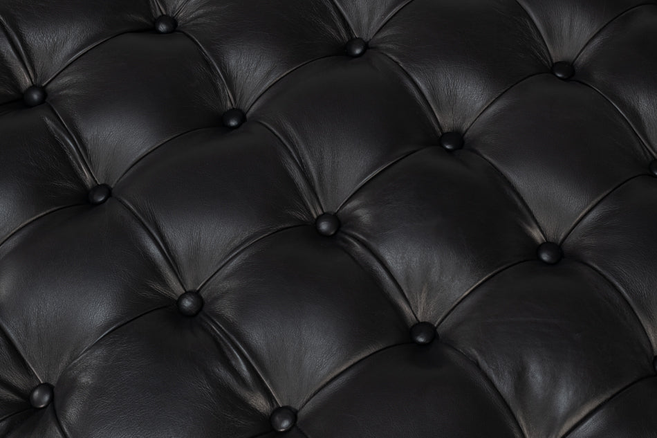 CORBET COCKTAIL OTTOMAN ONYX BLACK LTHR