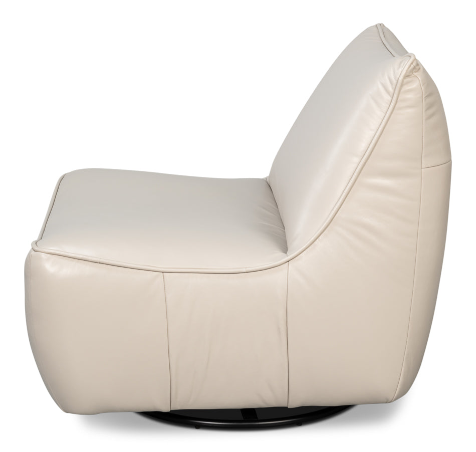 Kennett Swivel Chair Crystal White Leath