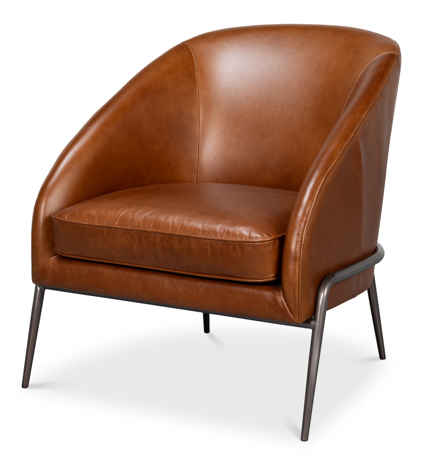 SIMMONS LEATHER CHAIR, HAVANA BROWN