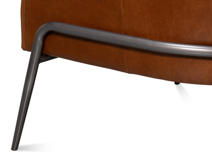 SIMMONS LEATHER CHAIR, HAVANA BROWN