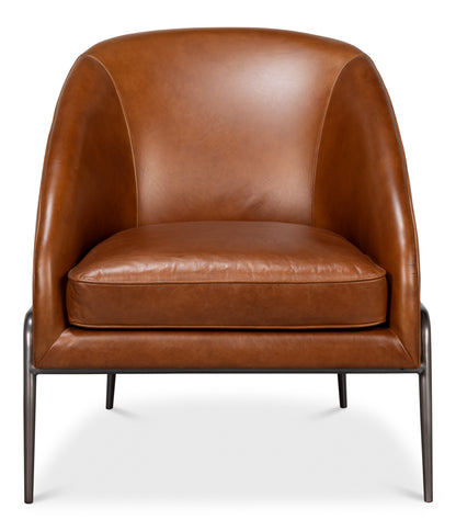 SIMMONS LEATHER CHAIR, HAVANA BROWN
