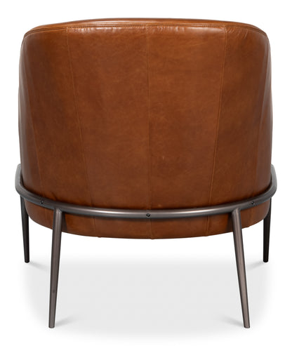 SIMMONS LEATHER CHAIR, HAVANA BROWN