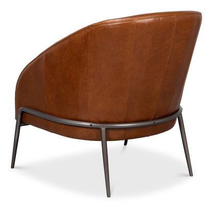SIMMONS LEATHER CHAIR, HAVANA BROWN