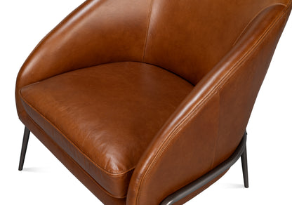 SIMMONS LEATHER CHAIR, HAVANA BROWN