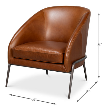 SIMMONS LEATHER CHAIR, HAVANA BROWN
