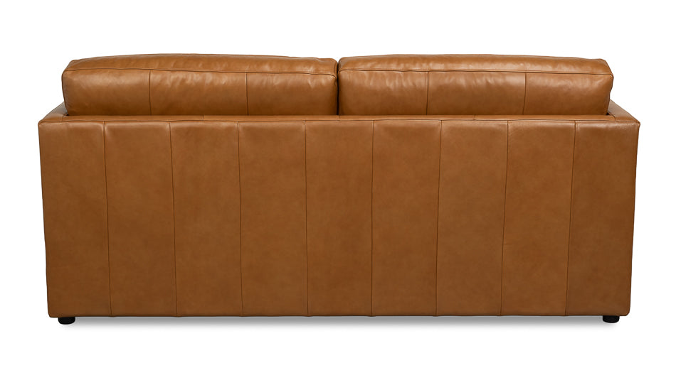 Grant Tuxedo Top-Grain Leather Sofa in Caramel Brown