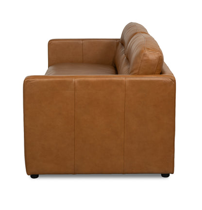 Grant Tuxedo Top-Grain Leather Sofa in Caramel Brown